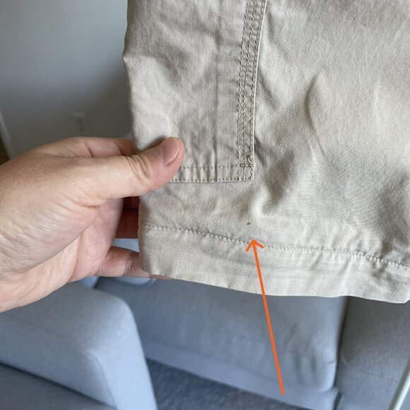 CACHAREL Beige Double Zip Off Trousers High Rise Cargo 100% Cotton Size 38 Flaws - Picture 10 of 16